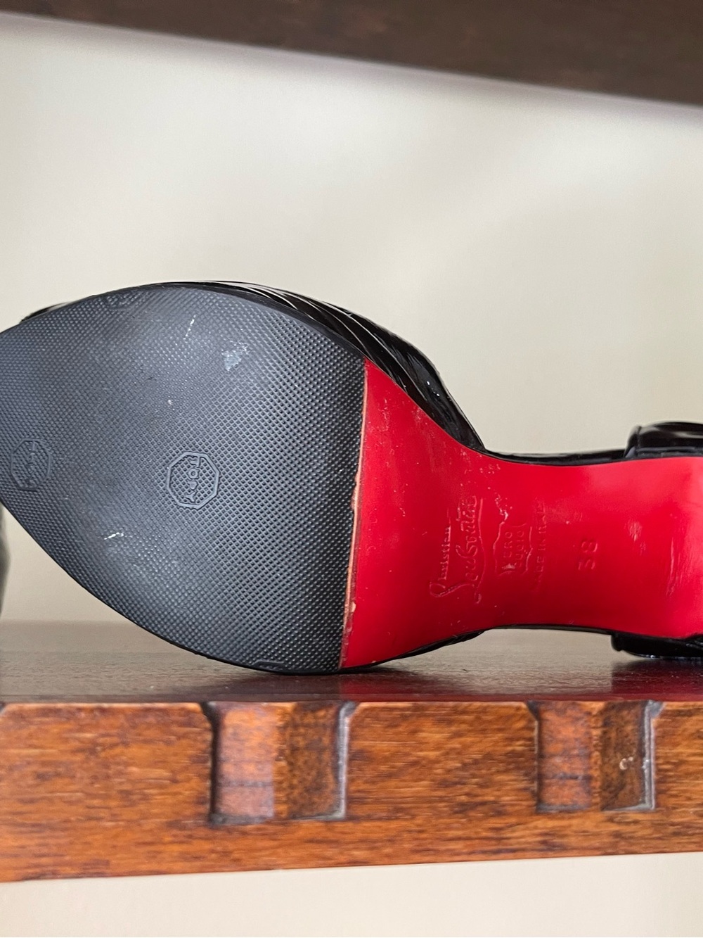 Christian Louboutin Madame Butterfly D’Orsay Black Patent Red Bottom Heels EU 38 - Picture 8 of 15